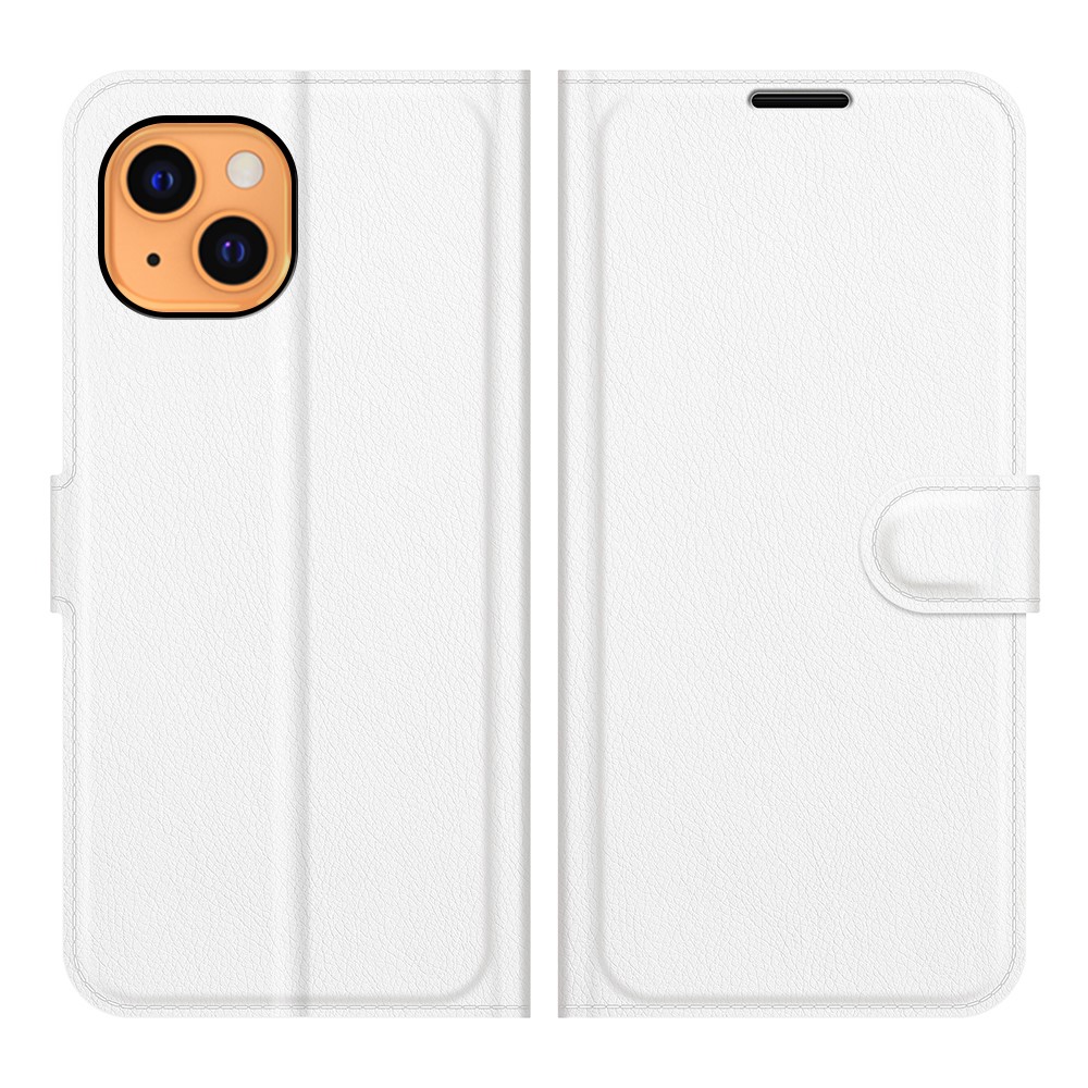  iPhone 13 Mini - Litchi Skin Läder Fodral - Vit