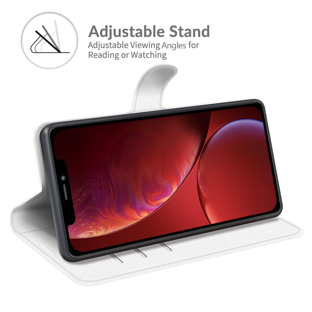  iPhone 13 Mini - Litchi Skin Läder Fodral - Vit