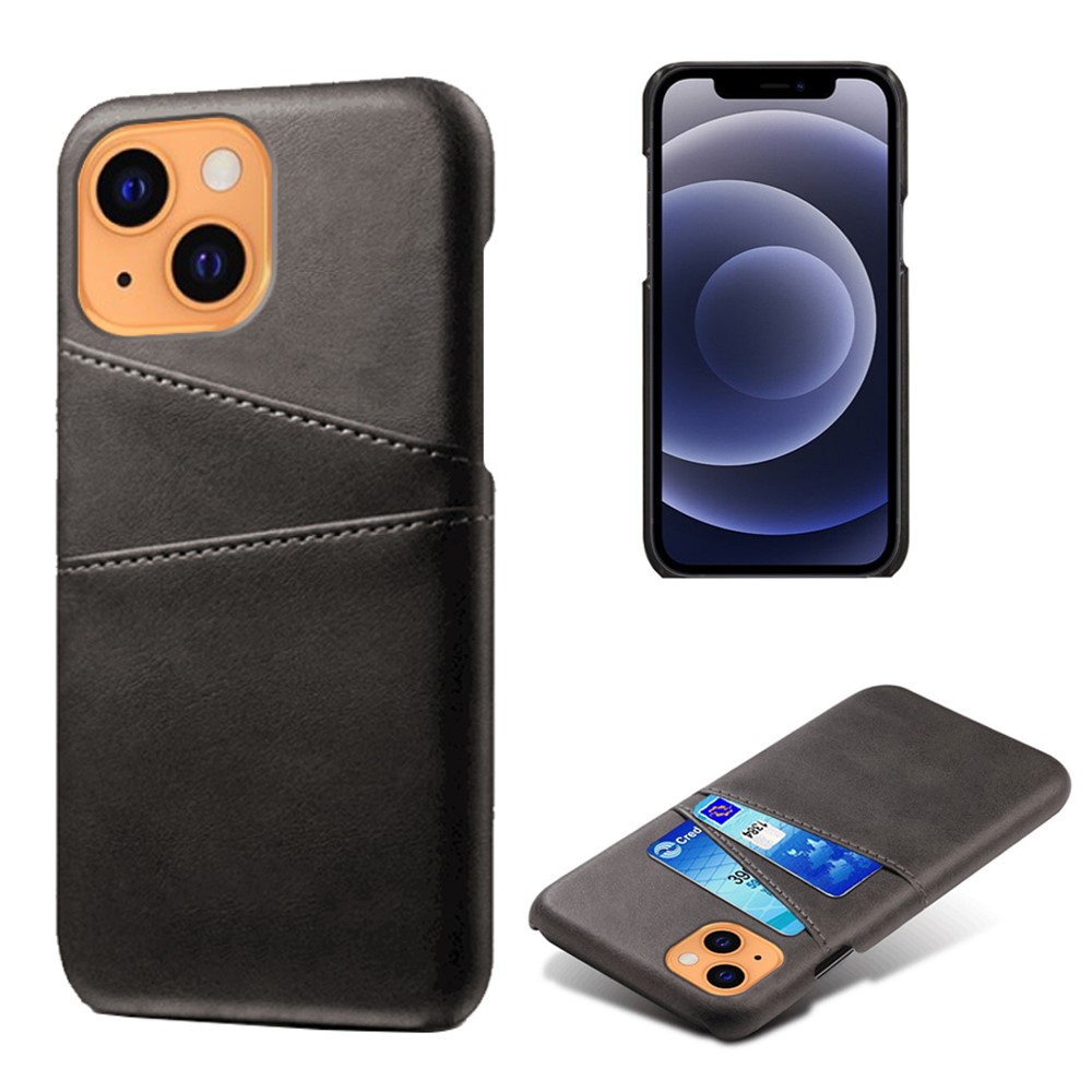 KSQ iPhone 13 Mini - KSQ Läder Skal Med Kortfack - Svart