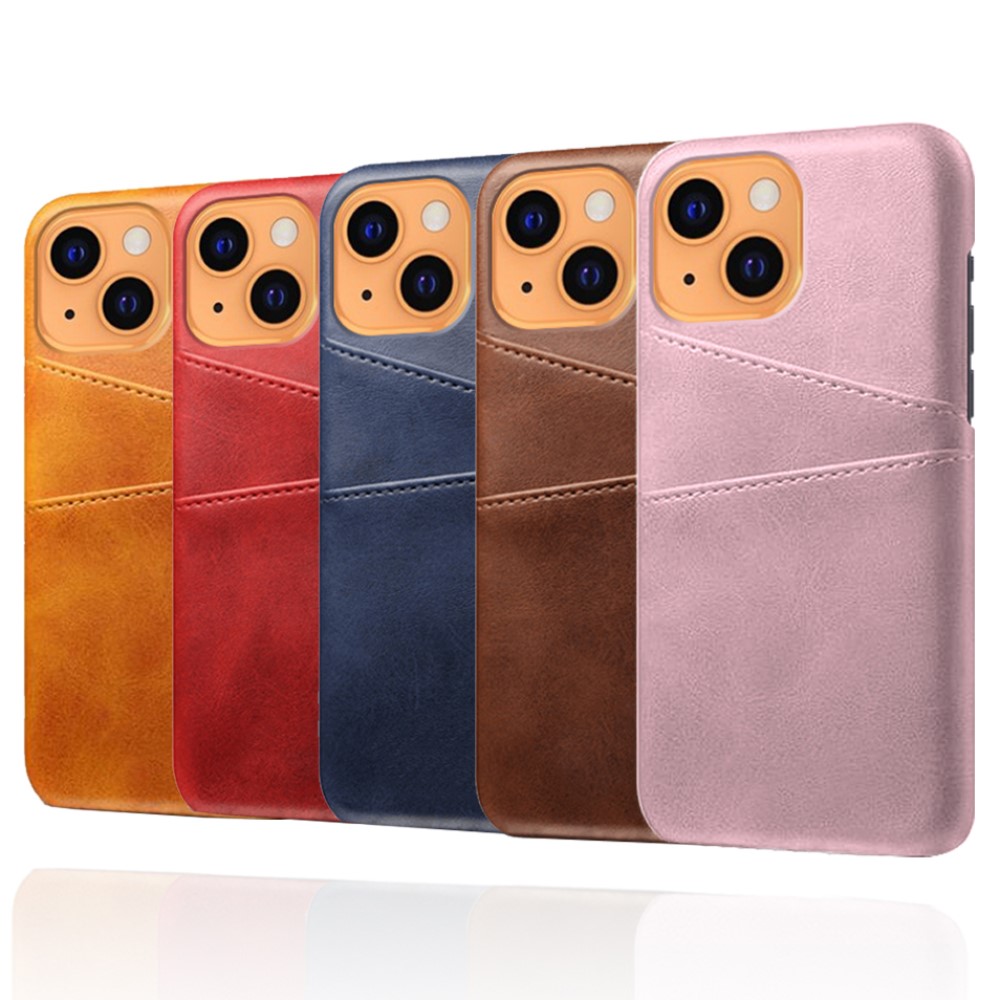 KSQ iPhone 13 Mini - KSQ Läder Skal Med Kortfack - Röd