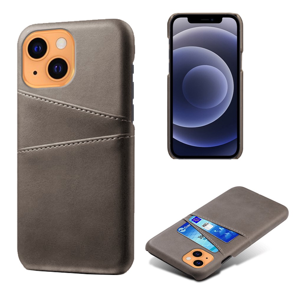 KSQ iPhone 13 Mini - KSQ Läder Skal Med Kortfack - Grå