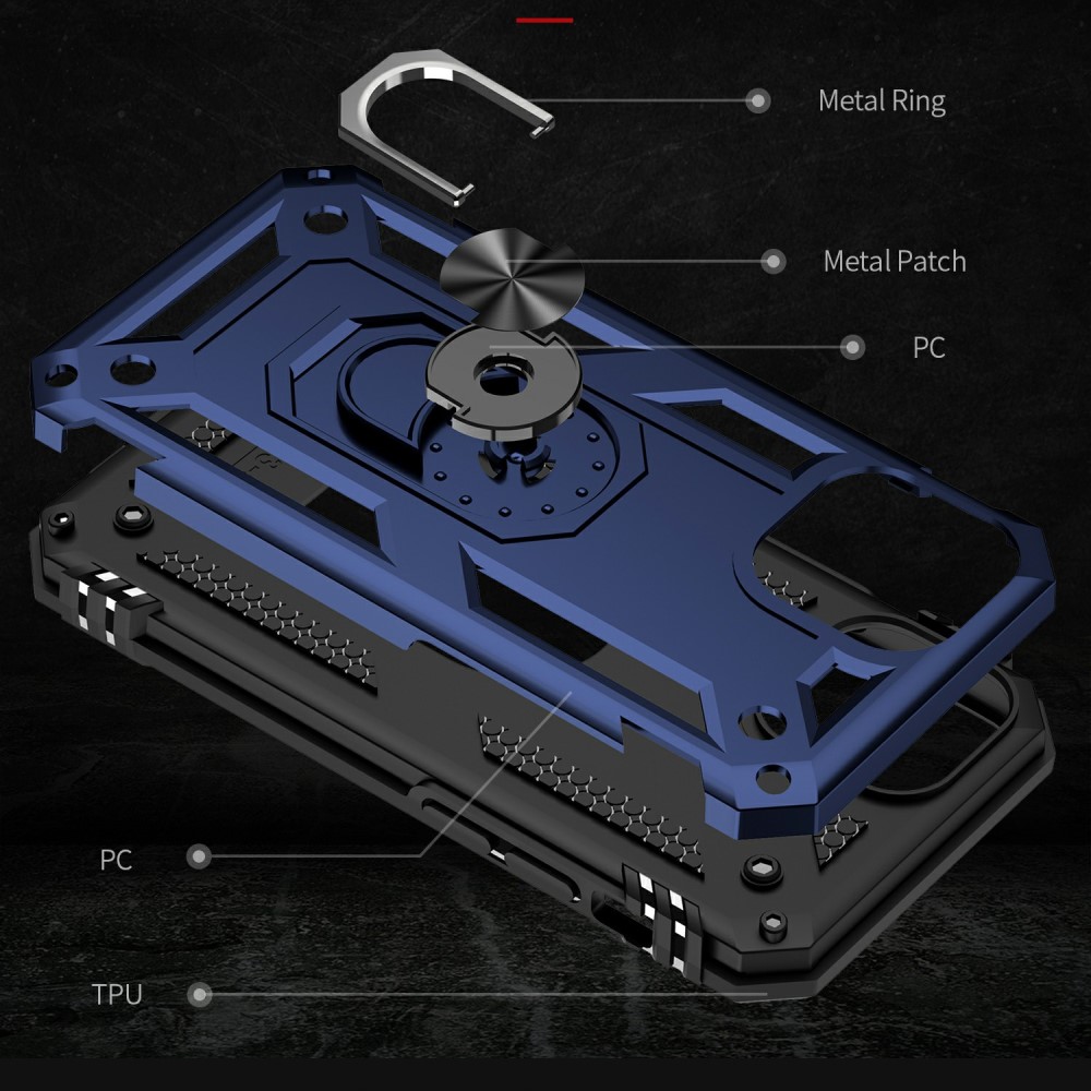  iPhone 13 Mini - Shockproof Hybrid Ring Skal - Blå