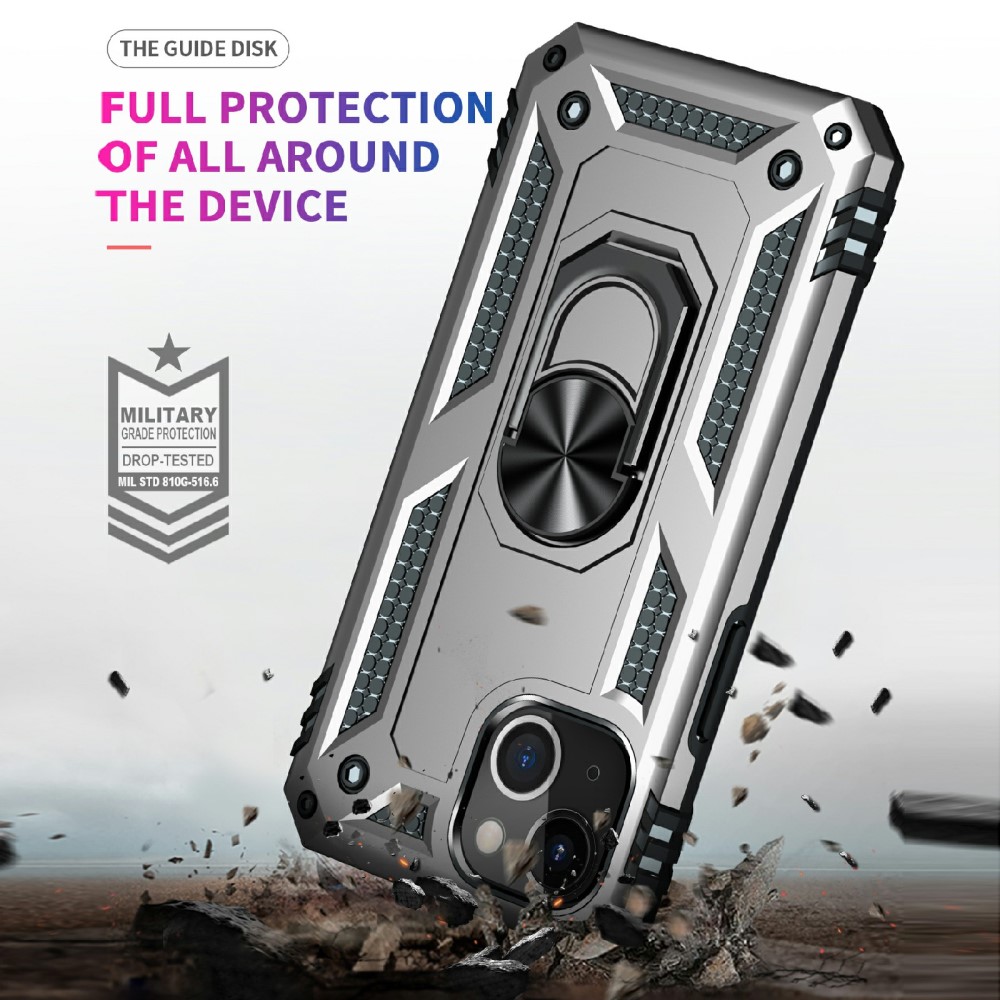  iPhone 13 Mini - Shockproof Hybrid Ring Skal - Silver