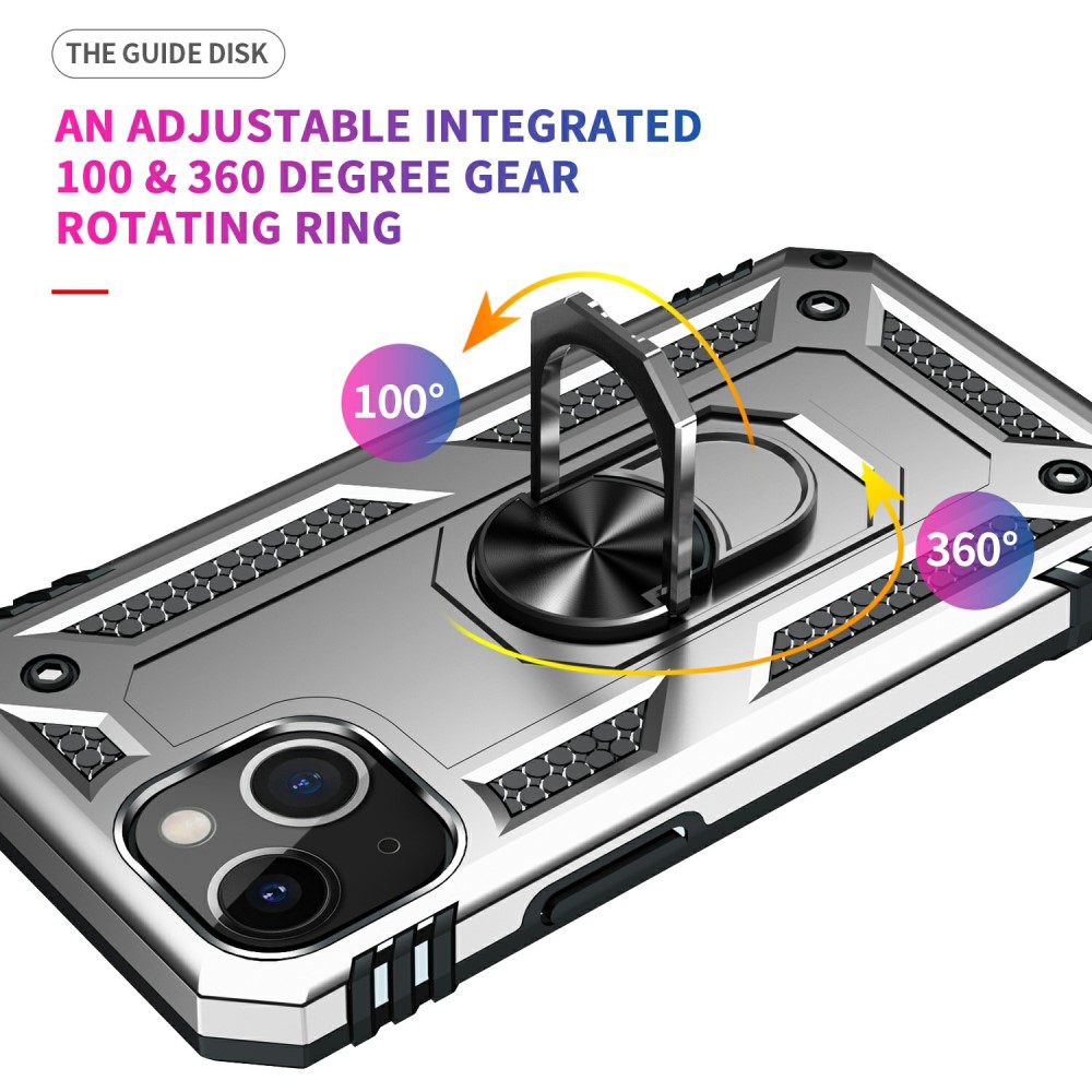  iPhone 13 Mini - Shockproof Hybrid Ring Skal - Silver