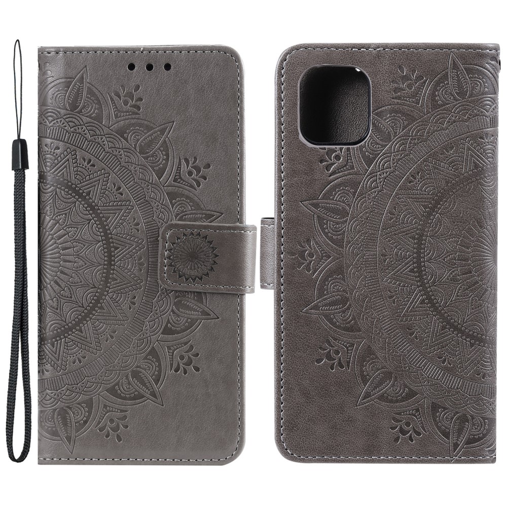  iPhone 13 Mini - Mandala Läder Fodral - Grå