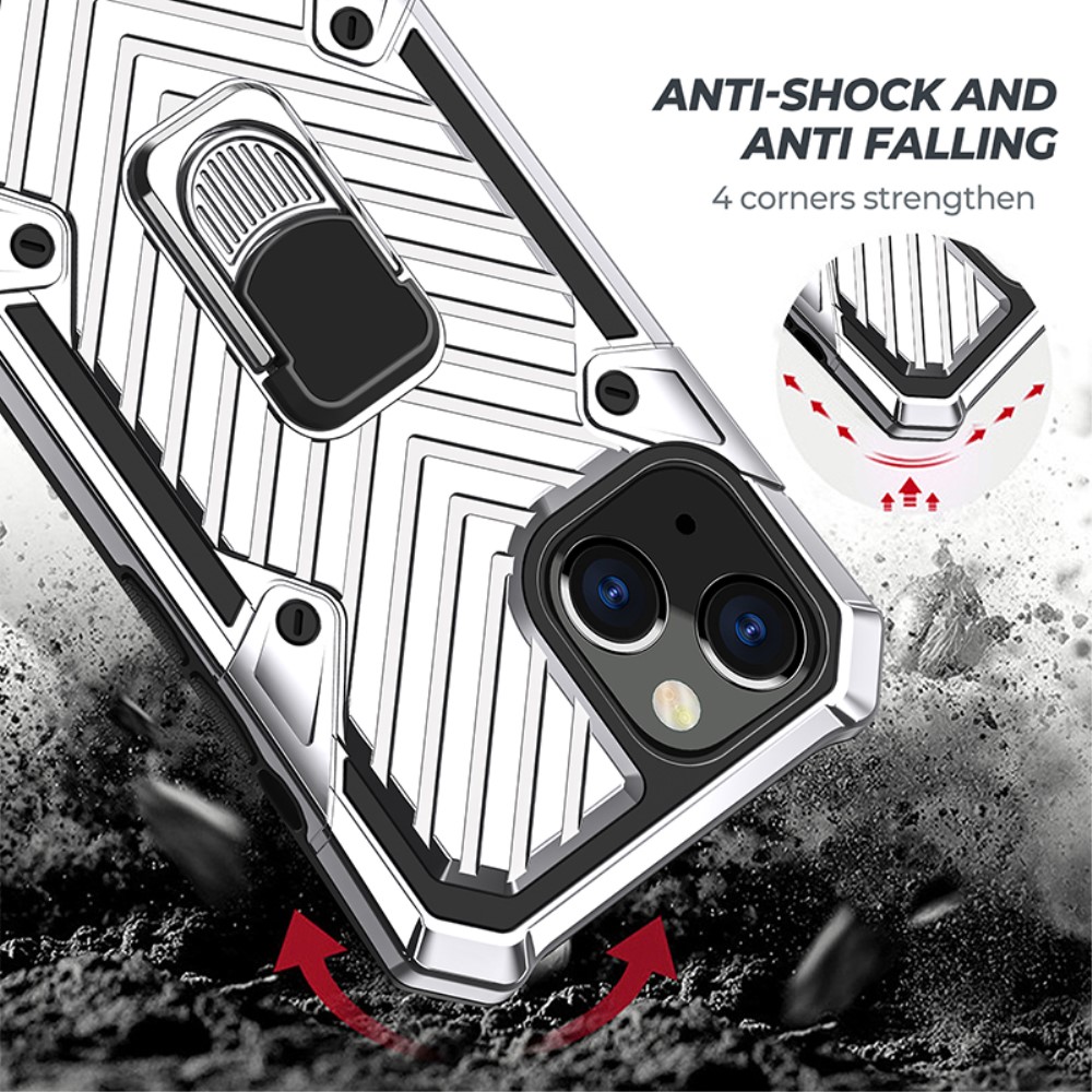  iPhone 13 Mini - Armor Hybrid Ring Skal - Silver