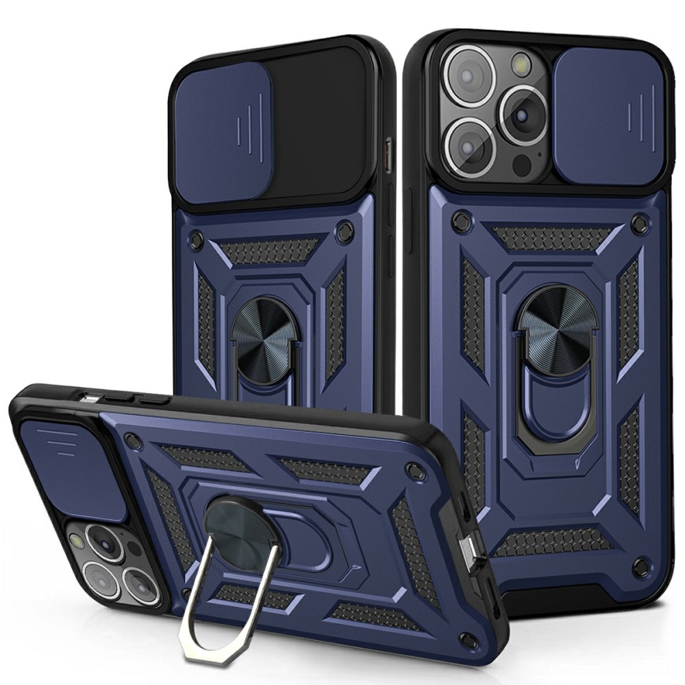  iPhone 13 Mini - CamShield Armor Hybrid Ring Skal - Blå
