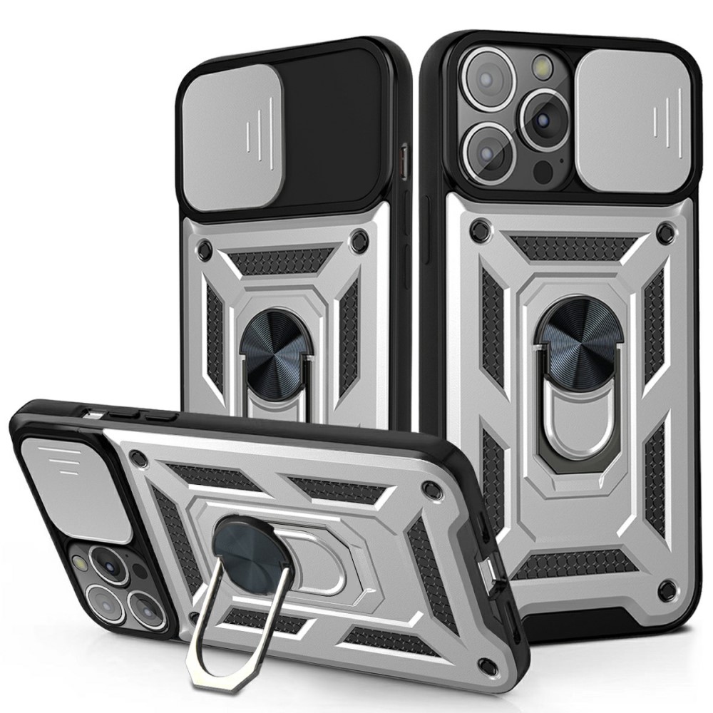  iPhone 13 Mini - CamShield Armor Hybrid Ring Skal - Silver