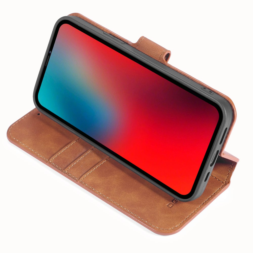 DG.MING iPhone 13 Mini - DG.MING Retro Läder Fodral - Brun