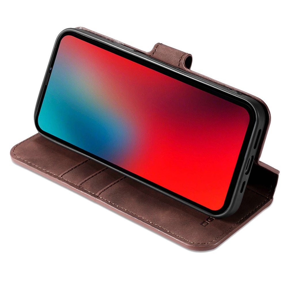 DG.MING iPhone 13 Mini - DG.MING Retro Läder Fodral - Brun