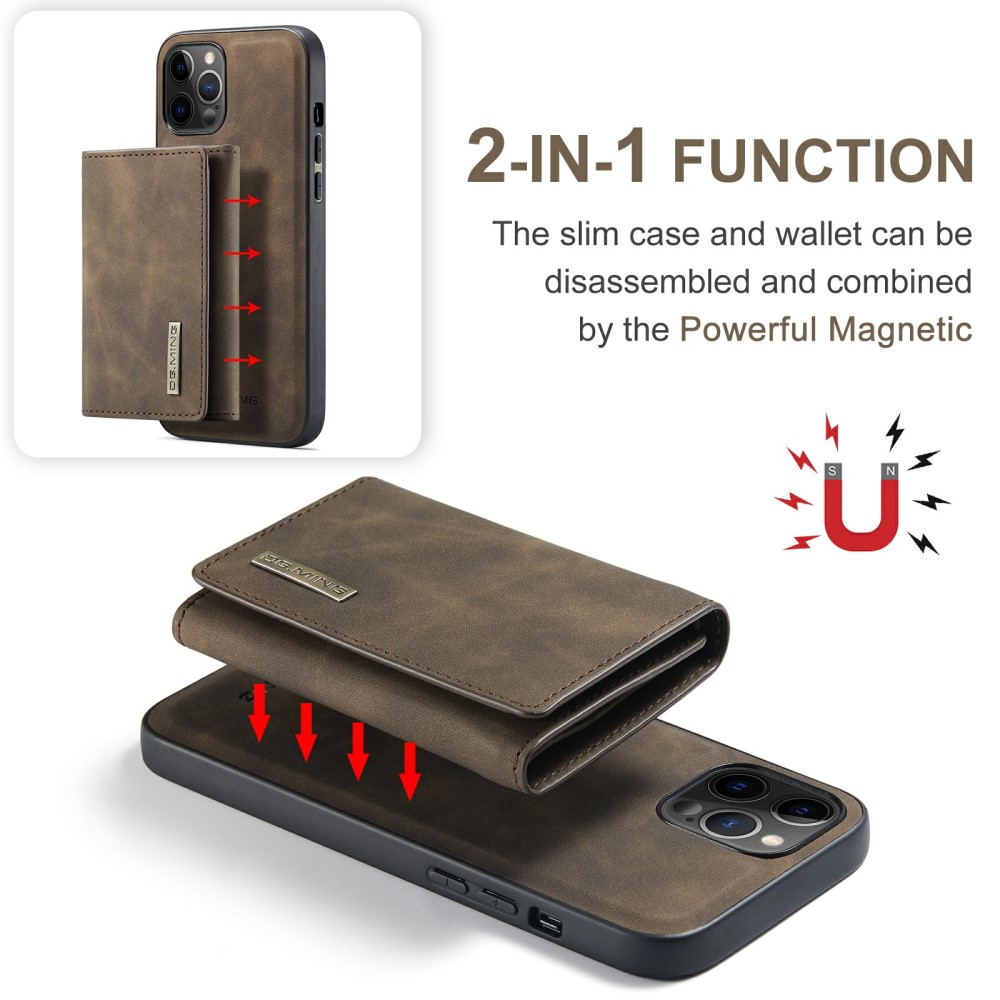 DG.MING iPhone 13 Mini - DG.MING 2in1 Skal Magnetisk Avtagbart Kortfack - Brun