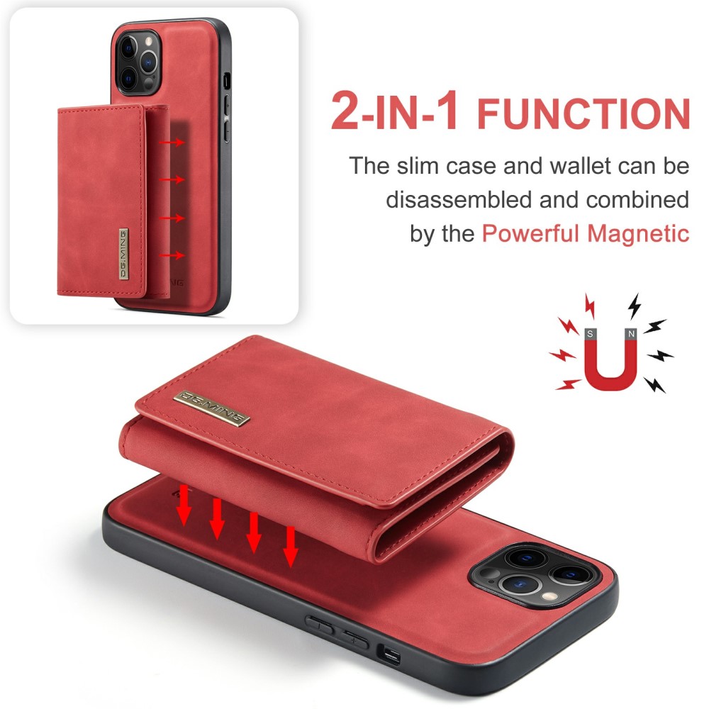DG.MING iPhone 13 Mini - DG.MING 2in1 Skal Magnetisk Avtagbart Kortfack - Röd