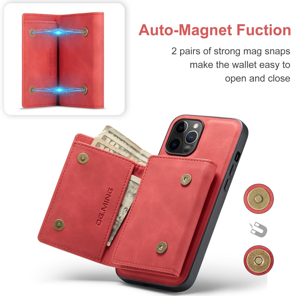 DG.MING iPhone 13 Mini - DG.MING 2in1 Skal Magnetisk Avtagbart Kortfack - Röd