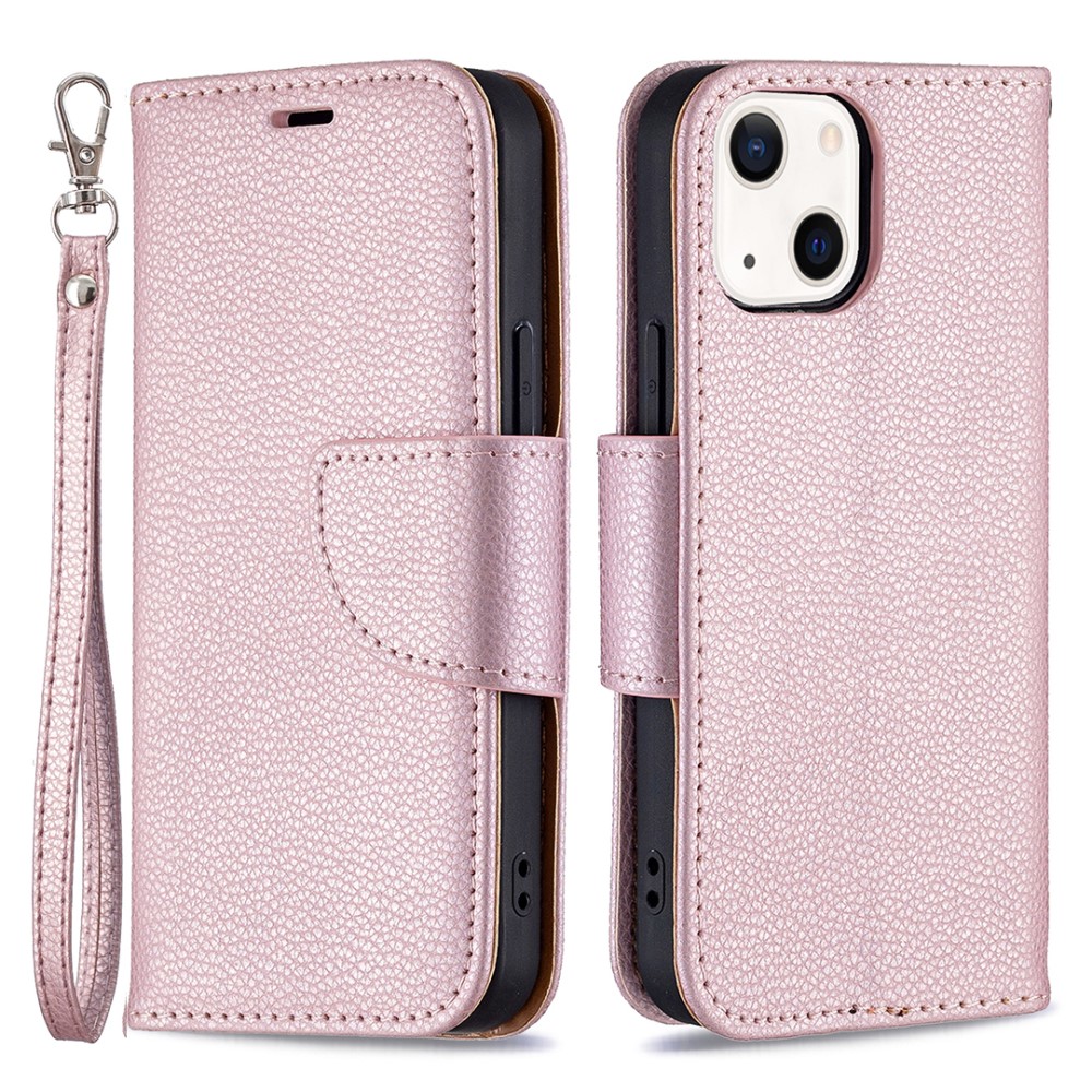  iPhone 13 Mini - Shark Litchi Läder Fodral - Roséguld