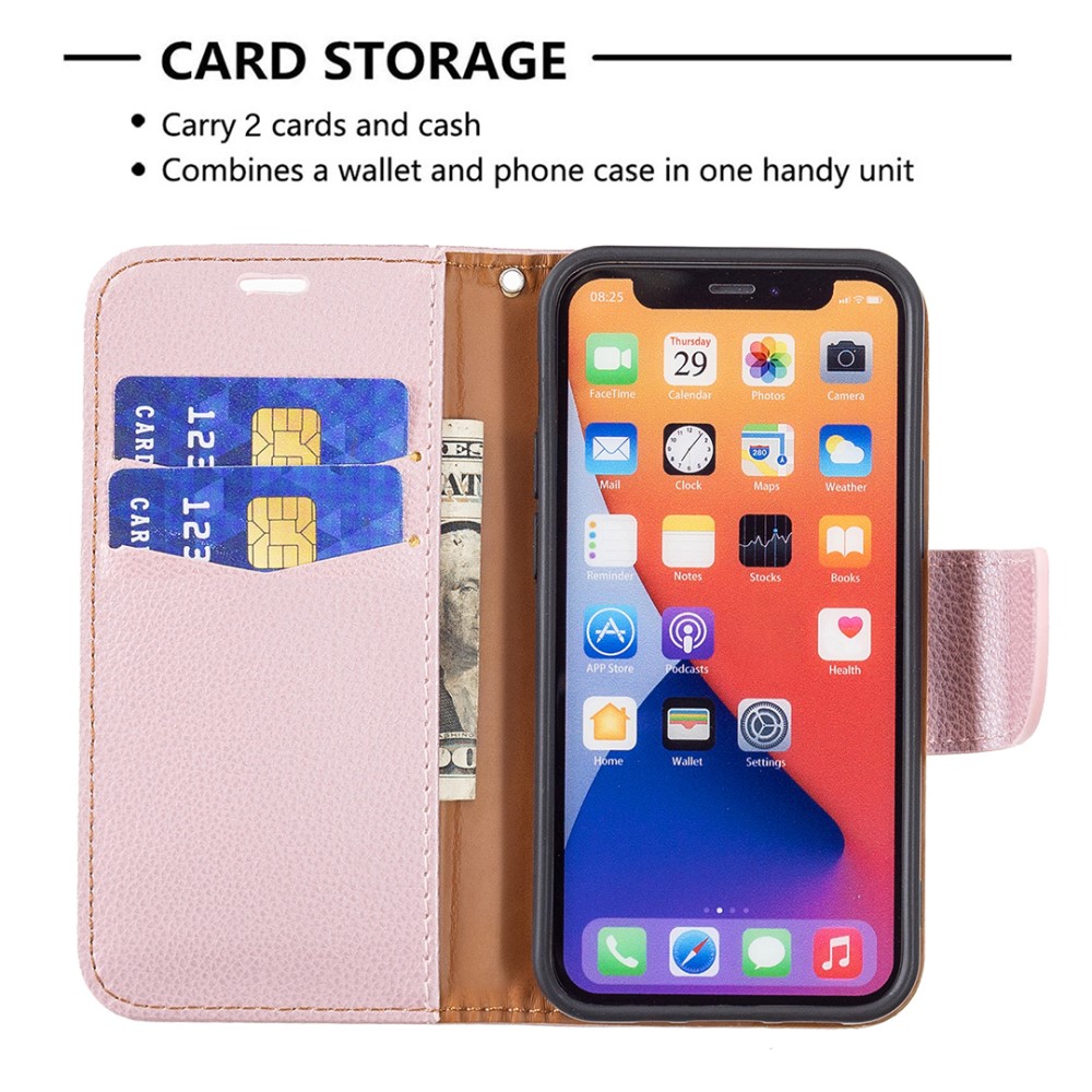  iPhone 13 Mini - Shark Litchi Läder Fodral - Roséguld
