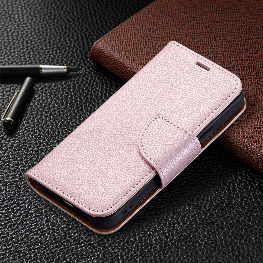  iPhone 13 Mini - Shark Litchi Läder Fodral - Roséguld