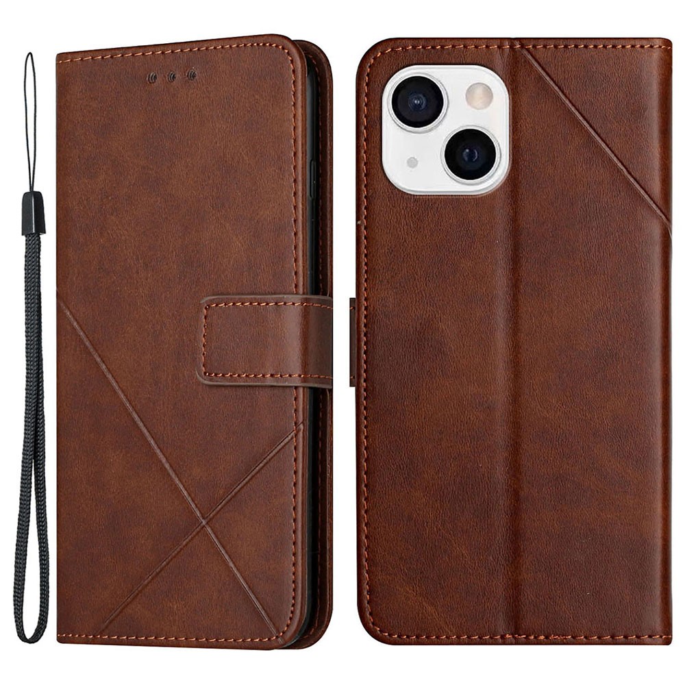  iPhone 13 Mini - Geometriskt Läder Fodral - Brun