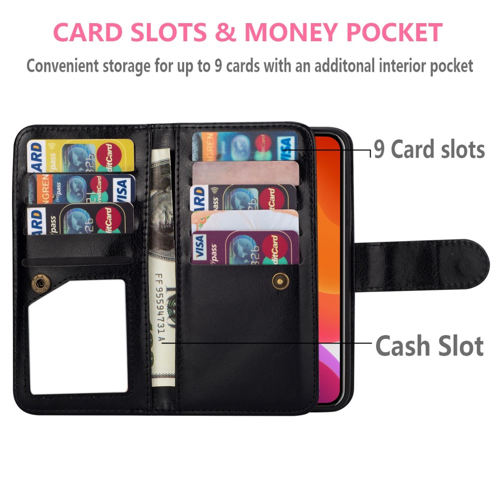  iPhone 13 Mini - 2in1 9-korts Magnet Fodral / Skal - Svart