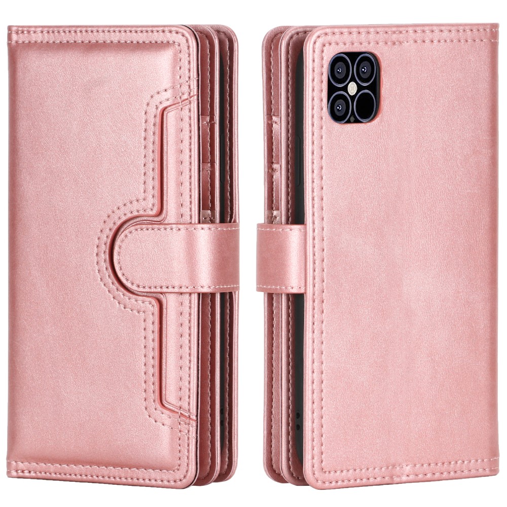  iPhone 13 Mini - Multifunktionellt Flerkort Läder Fodral - Roséguld