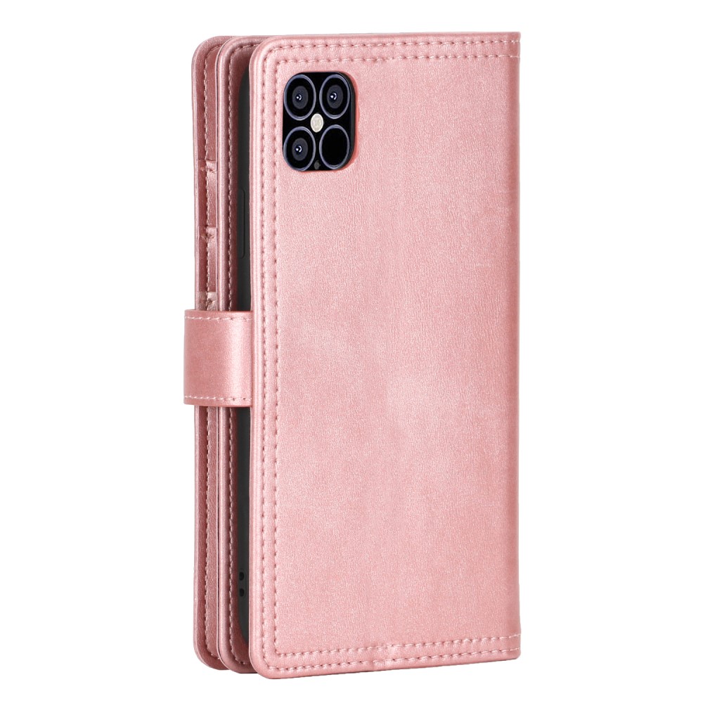 iPhone 13 Mini - Multifunktionellt Flerkort Läder Fodral - Roséguld