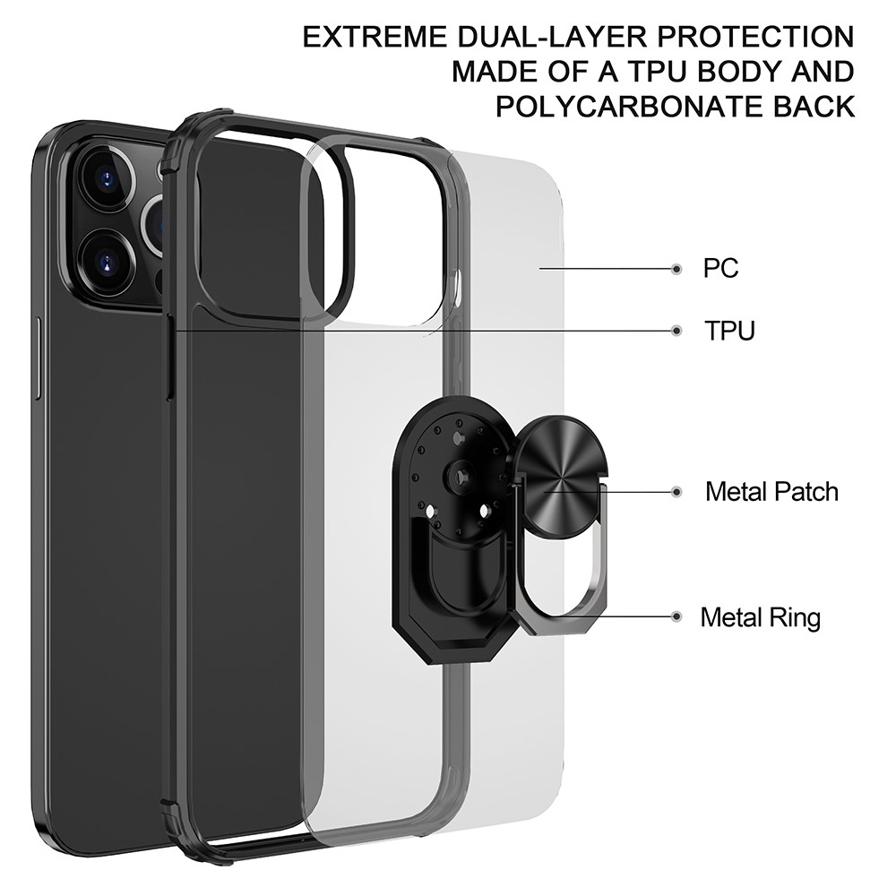  iPhone 13 Pro Max - Shockproof Hybrid Ring Skal - Blå