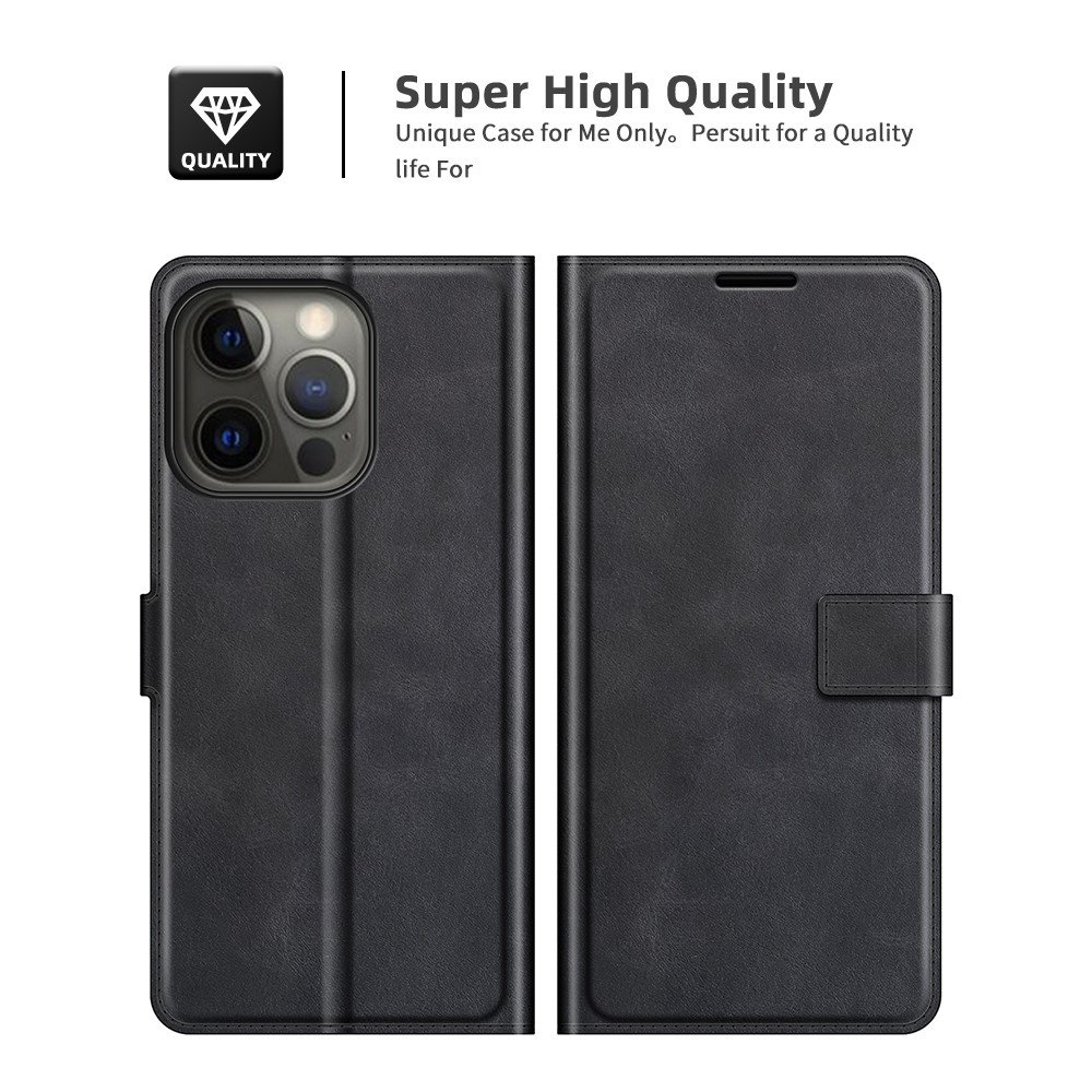  iPhone 13 Pro Max - Solid Slim Läder Fodral - Svart