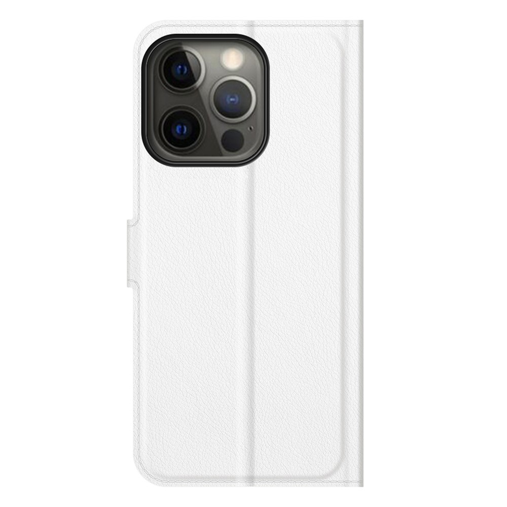  iPhone 13 Pro Max - Litchi Slim Läder Fodral - Vit