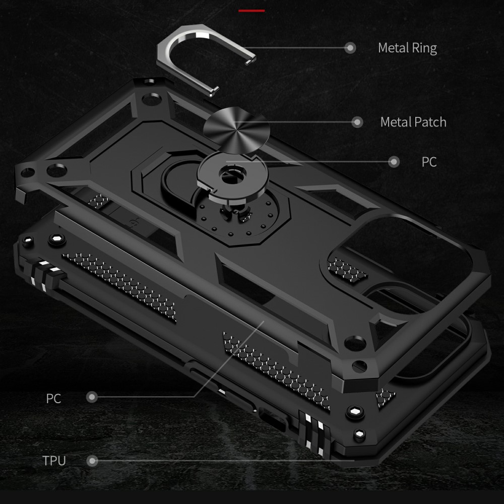  iPhone 13 Pro Max - Shockproof Hybrid Armor Ring Skal - Svart