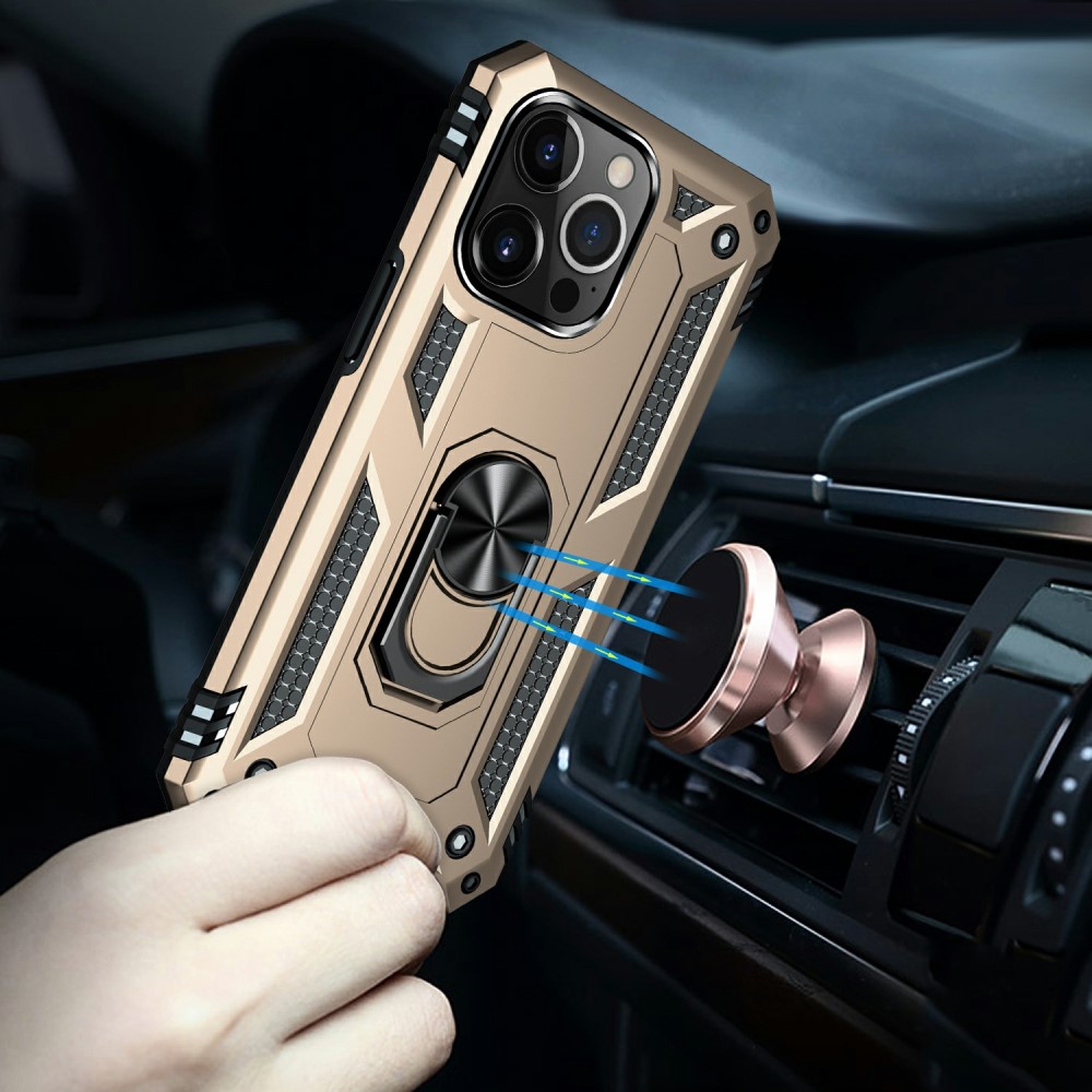  iPhone 13 Pro Max - Shockproof Hybrid Armor Ring Skal - Guld