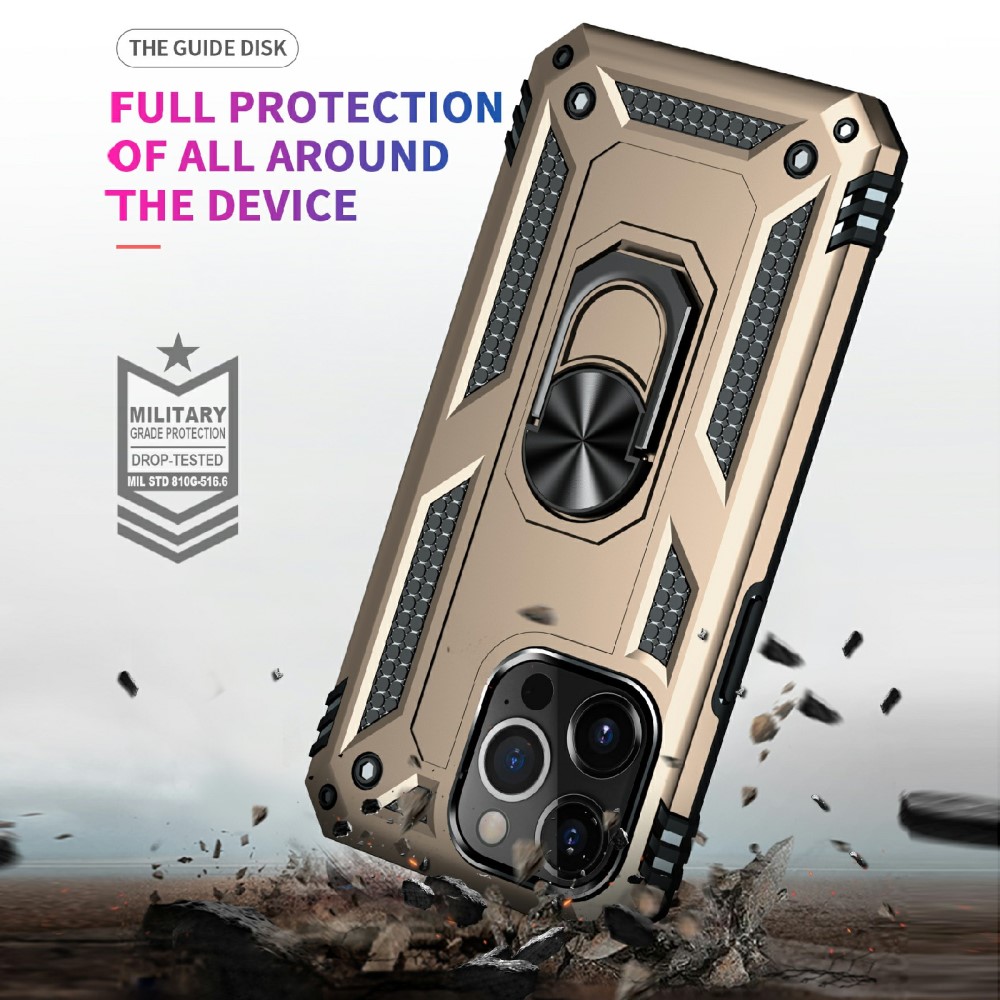  iPhone 13 Pro Max - Shockproof Hybrid Armor Ring Skal - Guld