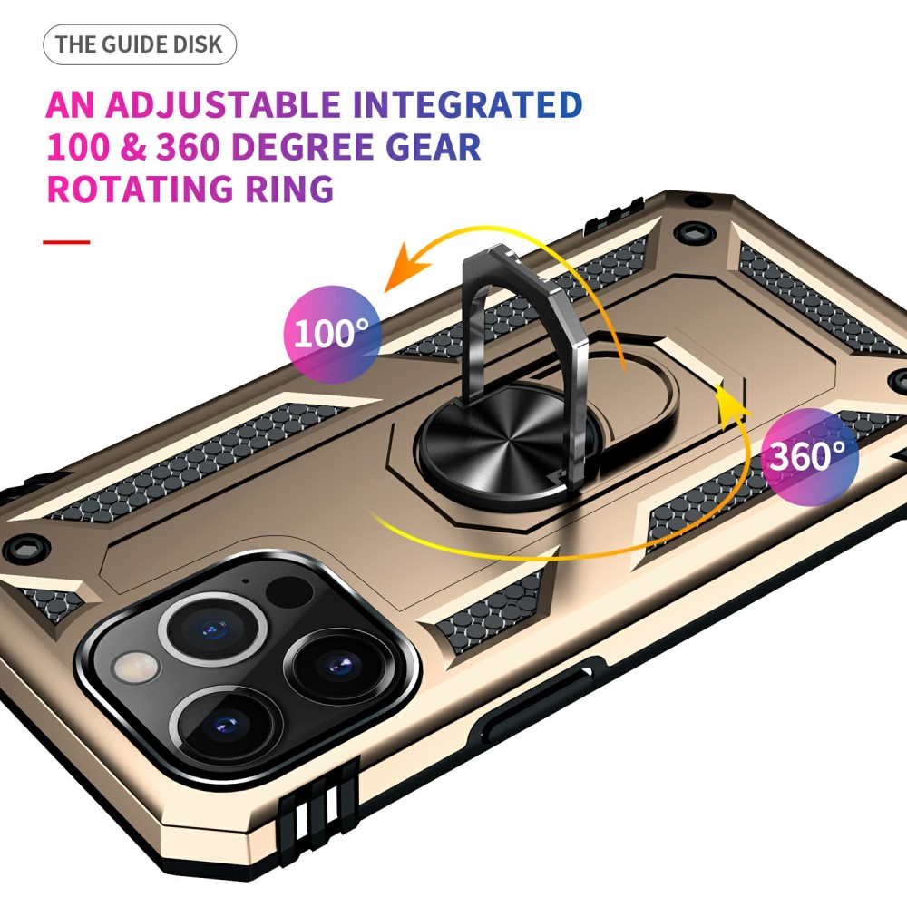  iPhone 13 Pro Max - Shockproof Hybrid Armor Ring Skal - Guld