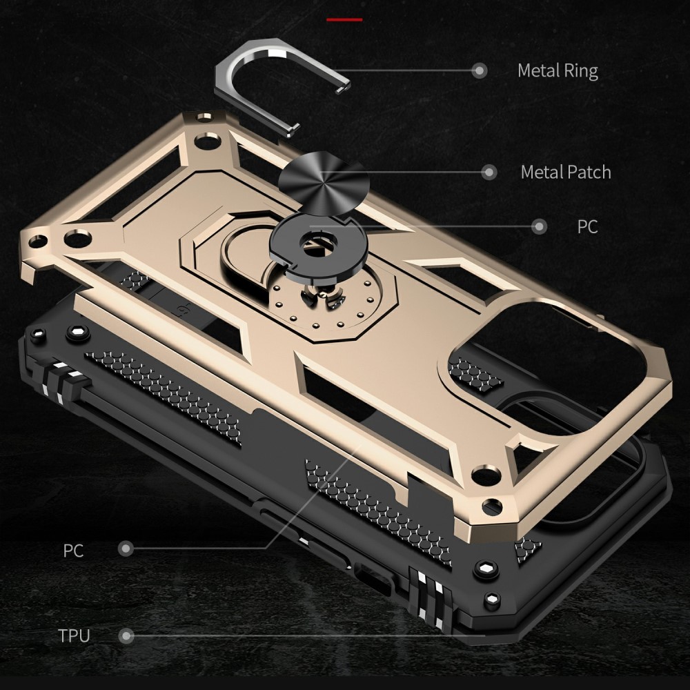  iPhone 13 Pro Max - Shockproof Hybrid Armor Ring Skal - Guld