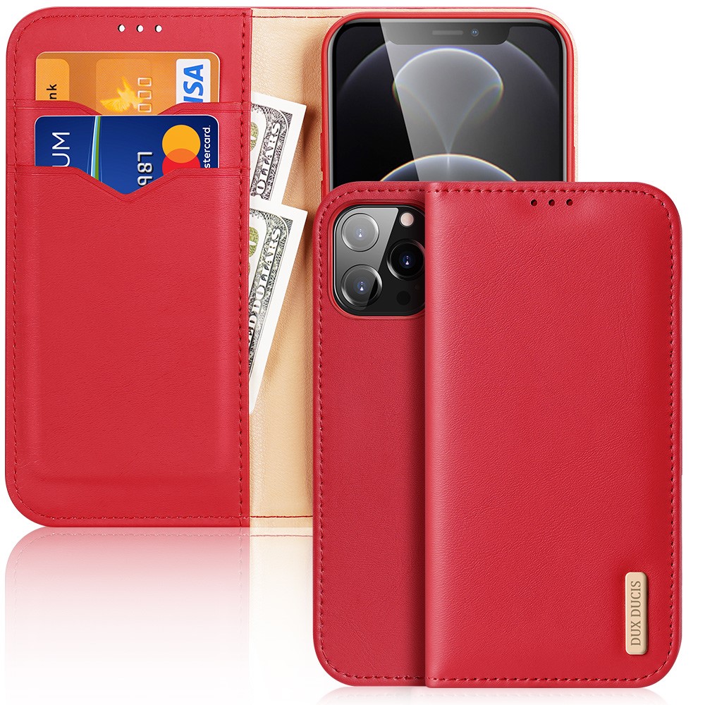 DUX DUCIS iPhone 13 Pro Max - DUX DUCIS Hivo Äkta Läder Fodral - Röd