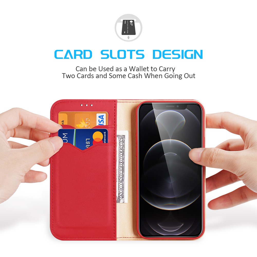 DUX DUCIS iPhone 13 Pro Max - DUX DUCIS Hivo Äkta Läder Fodral - Röd