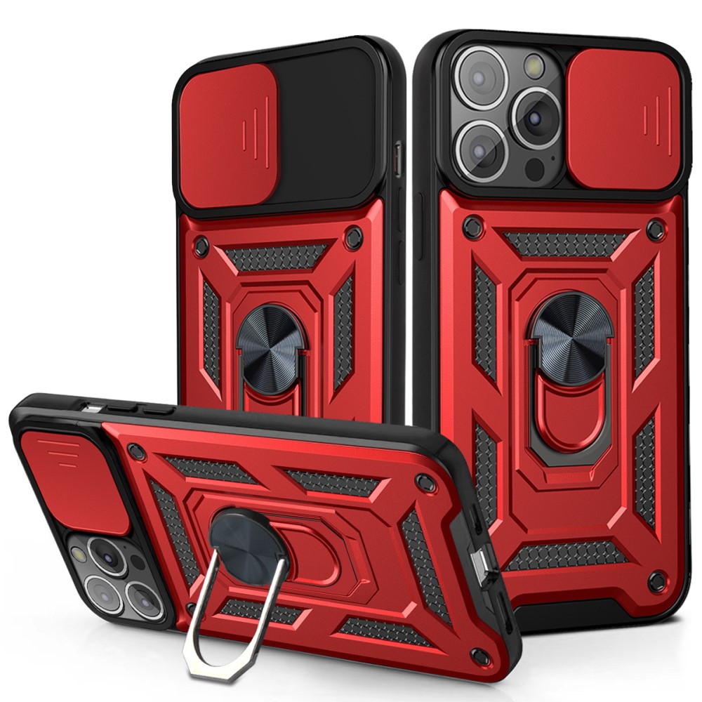  iPhone 13 Pro Max - CamShield Armor Hybrid Ring Skal - Röd
