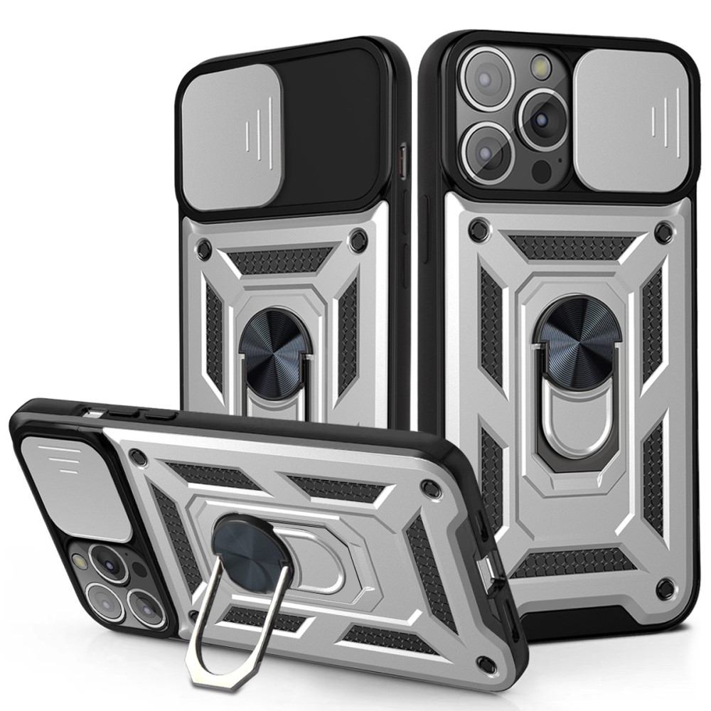  iPhone 13 Pro Max - CamShield Armor Hybrid Ring Skal - Silver