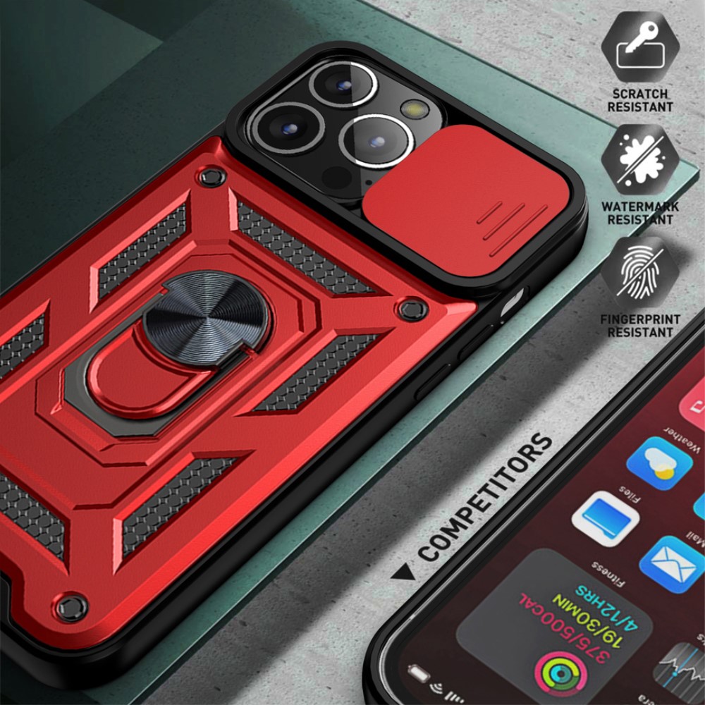  iPhone 13 Pro Max - CamShield Armor Hybrid Ring Skal - Silver