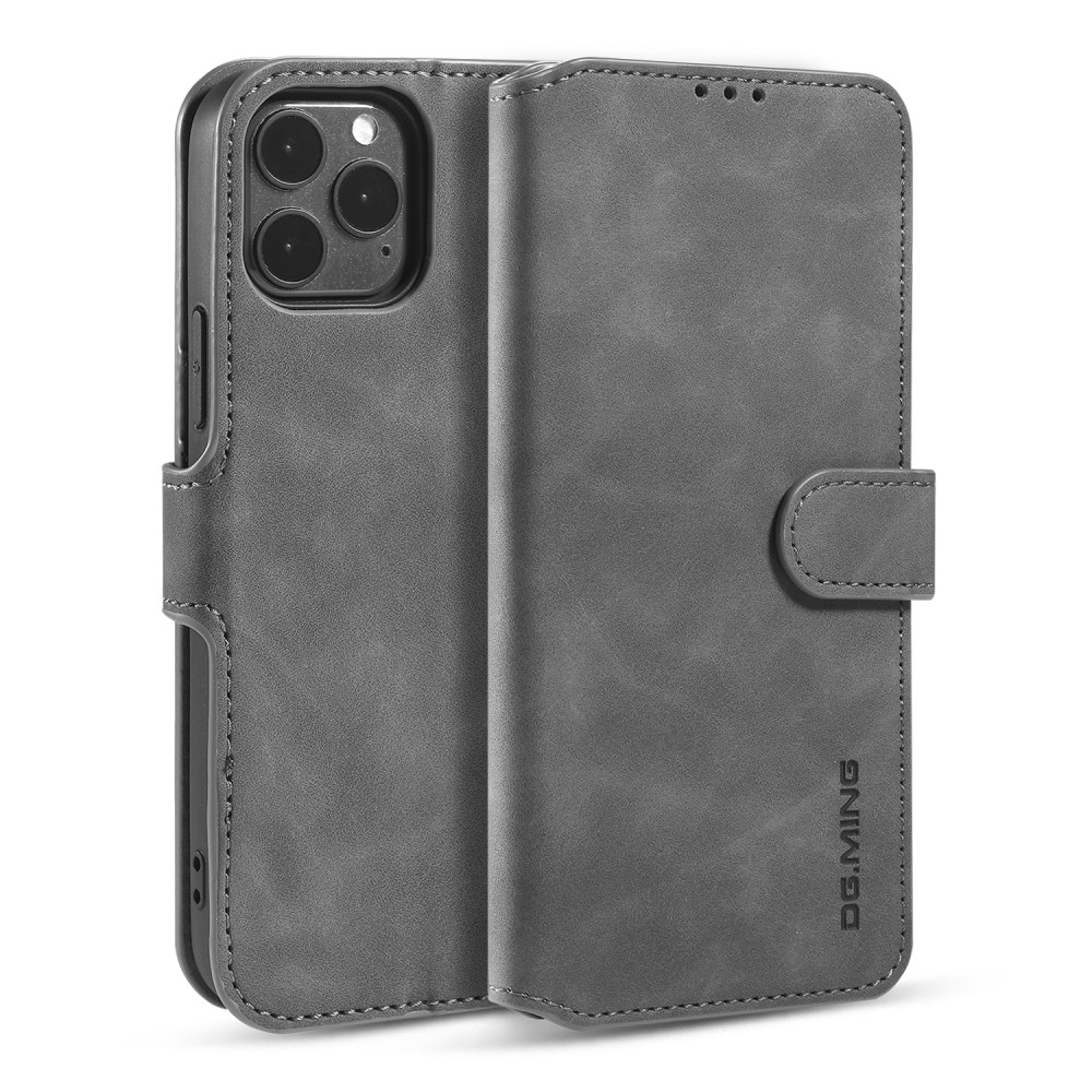 DG.MING iPhone 13 Pro Max - DG.MING Retro Läder Fodral - Grå