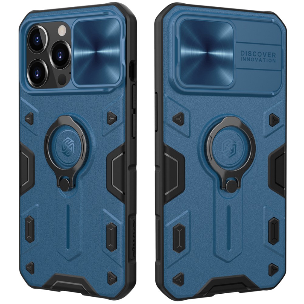 NILLKIN iPhone 13 Pro Max - NILLKIN CamShield Armor Hybrid Ring Skal - Blå