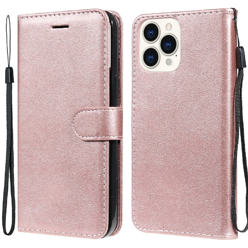  iPhone 13 Pro Max - Klassiskt Solid Läder Fodral - Roséguld