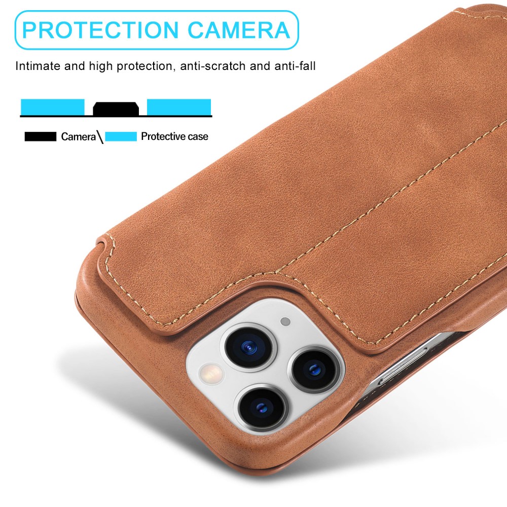 LC.IMEEKE iPhone 13 Pro Max - LC.IMEEKE Vintage Flip Fodral - Brun