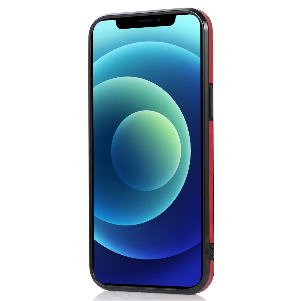  iPhone 13 Pro Max - Läderbelagt Skal Med Kortfack - Röd