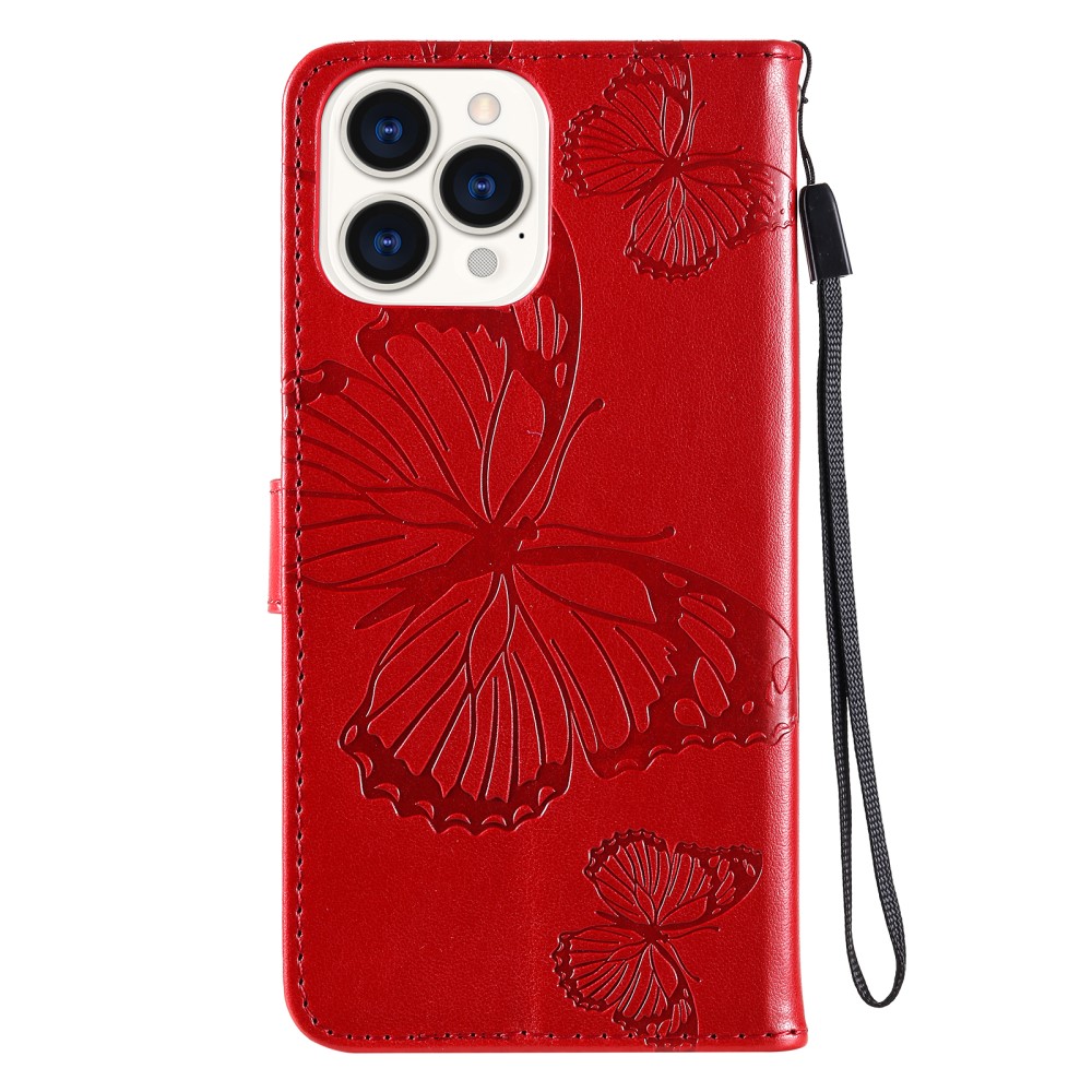  iPhone 13 Pro Max - Butterfly Läder Fodral - Röd