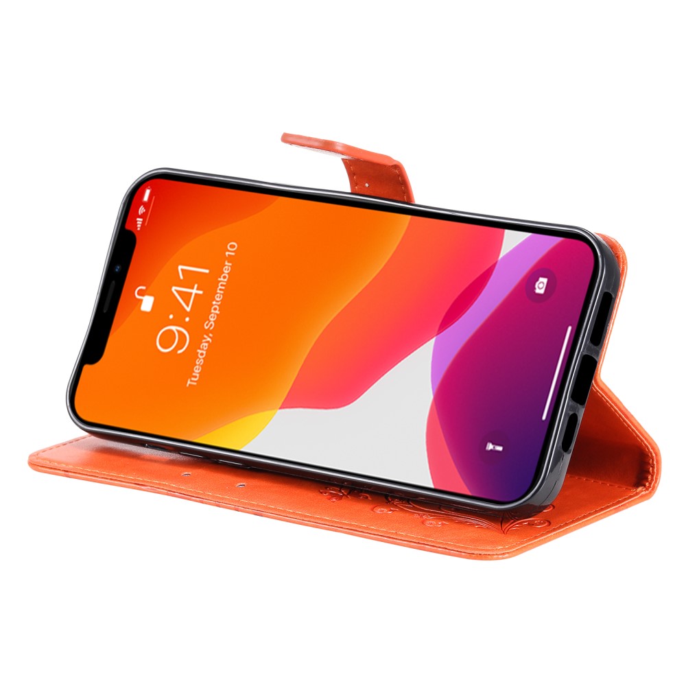  iPhone 13 Pro Max - Butterfly Läder Fodral - Orange