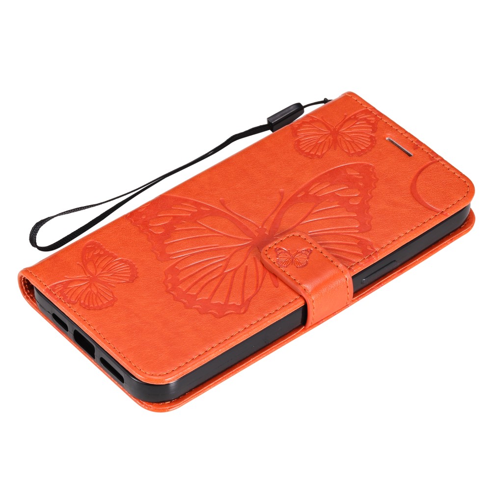  iPhone 13 Pro Max - Butterfly Läder Fodral - Orange