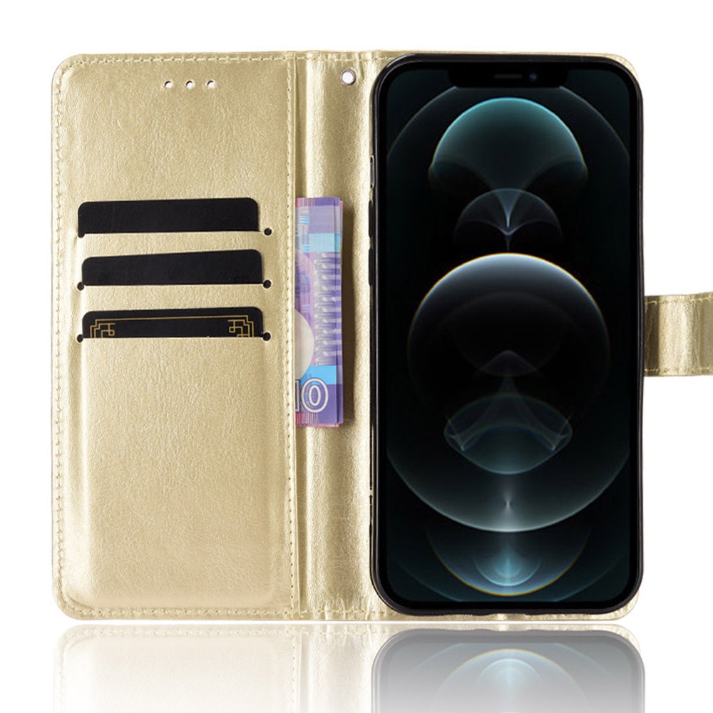  iPhone 13 Pro Max - Klassiskt Läder Fodral - Guld