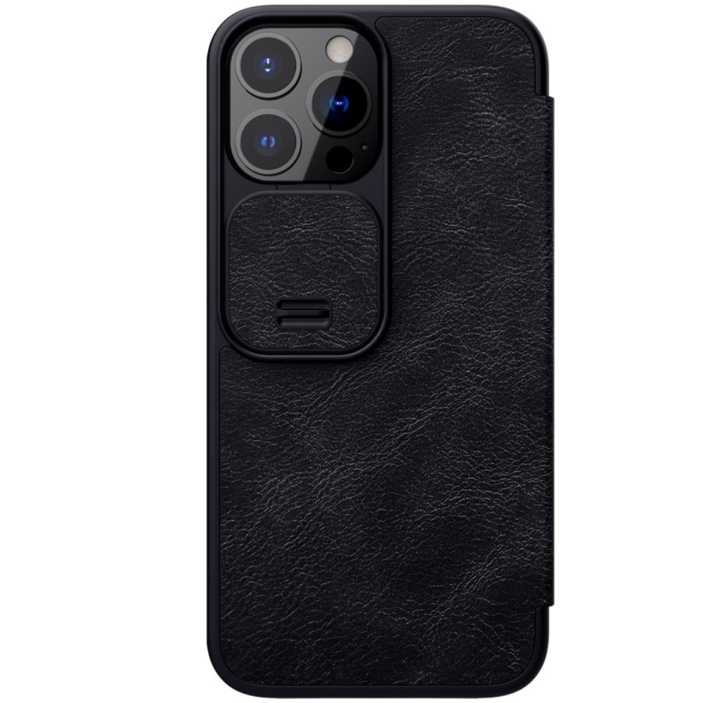 NILLKIN iPhone 13 Pro Max - NILLKIN Qin CamShield Läder Fodral - Svart