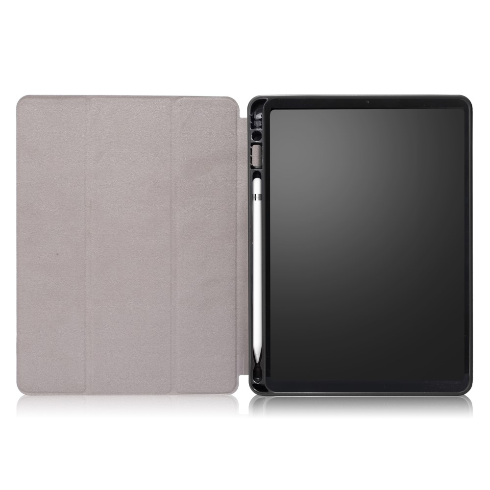  iPad 10.2 2019/2020/2021 Fodral Läder Tri-Fold Pennhållare Svart