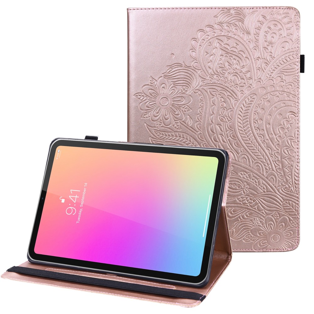  iPad Mini 2024/2021 Fodral Mandala Flower Case Stand Roséguld