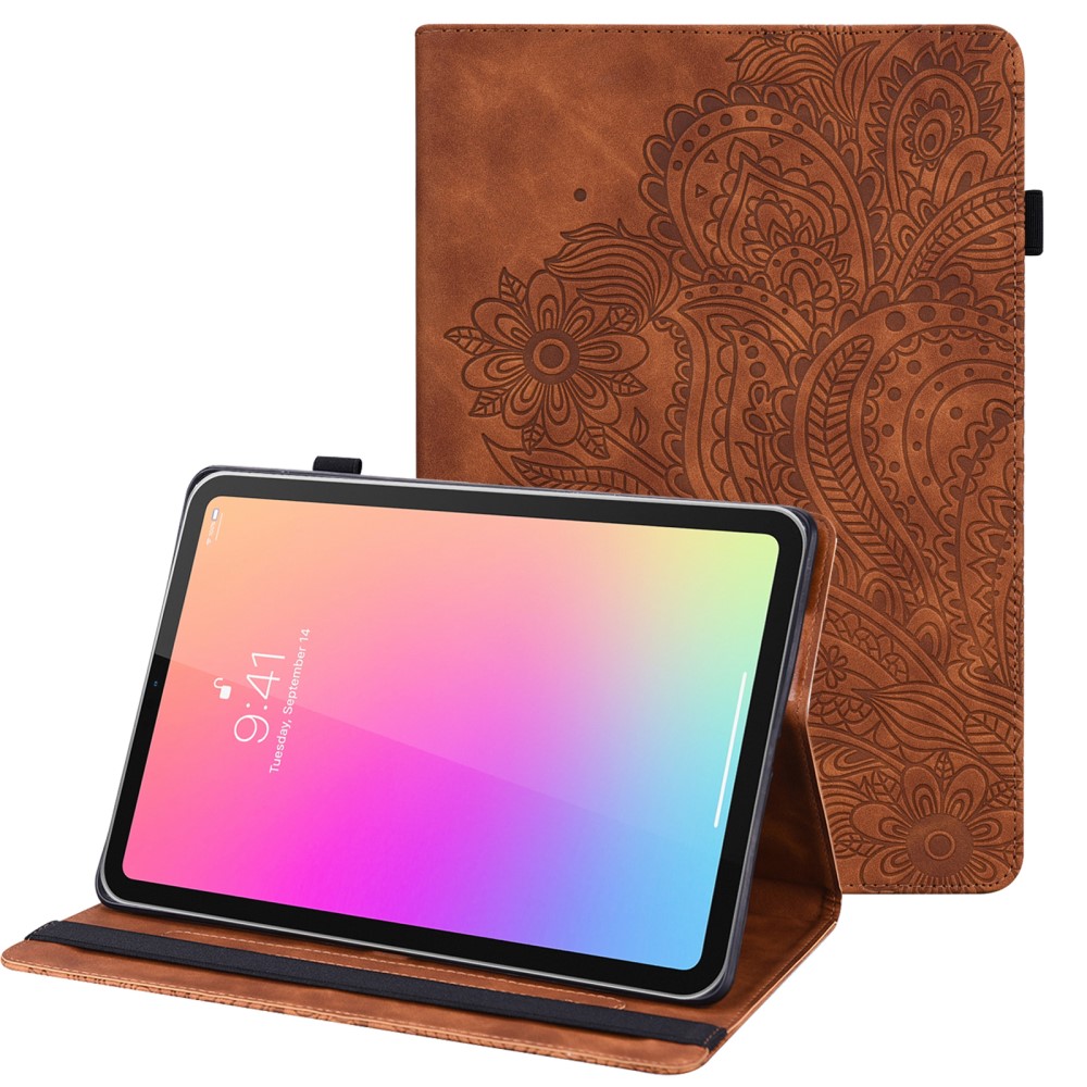  iPad Mini 2024/2021 Fodral Mandala Flower Case Stand Brun